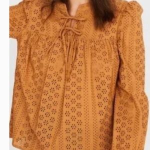 Madewell eyelet double-tie blouse